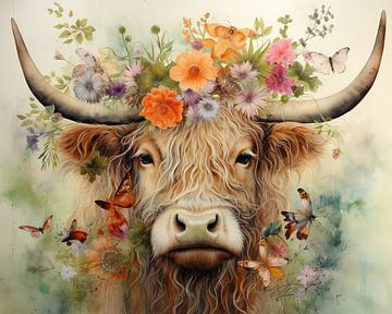 Peinture d'une vache colorée sur Peinture Abstraite