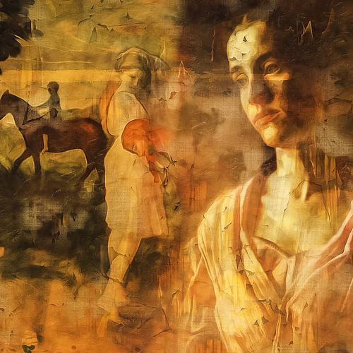 Classic collage with dreamers and rider