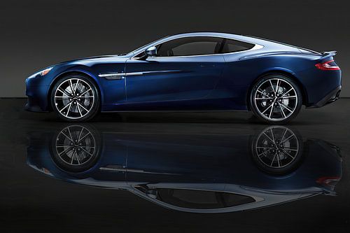 Aston Martin Vanquish, British sports car. With mirror