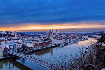 Zonsondergang in Passau van Dirk Rüter