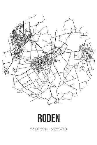 Roden (Drenthe) | Landkaart | Zwart-wit