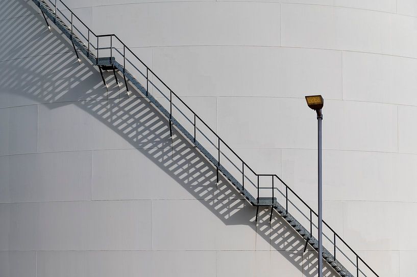 Industrial fire escape with light tower by Wim Schuurmans