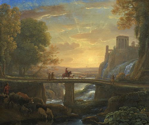 Landschap met een denkbeeldig uitzicht op Tivoli, Claude Lorrain