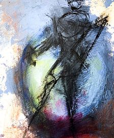 Zwerver in het blauw - Schilderij van Sara-Lena Möllenkamp