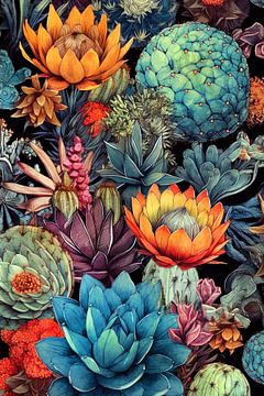 Bloemen botanisch patroon 12 #succulenten van JBJart Justyna Jaszke