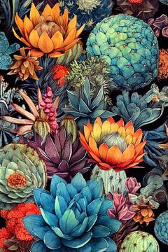 Fleurs motif botanique 12 #succulents sur JBJart Justyna Jaszke