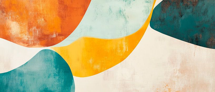 Colourful organic shapes on cream by Poster Art Shop