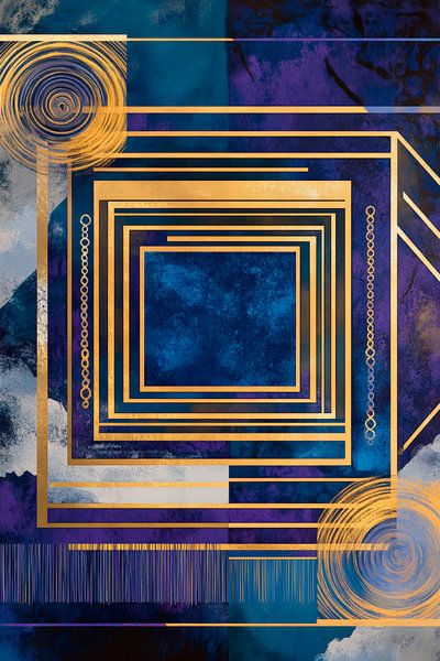 Geometrische elegantie in een kleurschok van Poster Art Shop