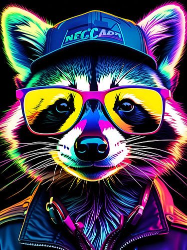 Een wasbeer met bril