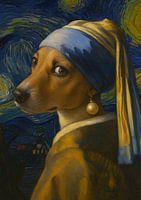 Chien avec X Nuit étoilée