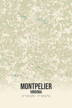 Vintage landkaart van Montpelier (Virginia), USA. van MijnStadsPoster