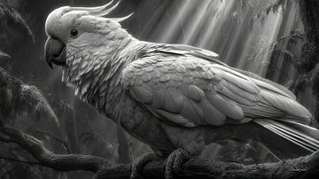 zwart-wit papegaai-kaketoe-ara van Gelissen Artworks