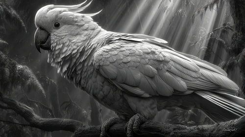 zwart-wit papegaai-kaketoe-ara