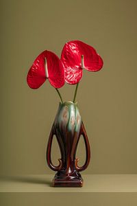 Nature morte avec des fleurs d'Anthurium rouge