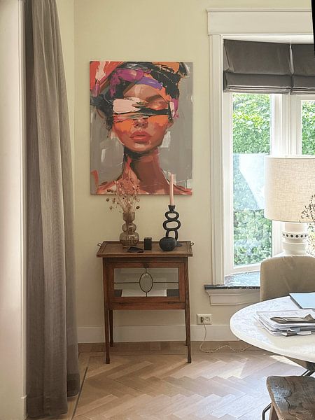 Customer photo: Super colourful abstract portrait by Carla Van Iersel, on canvas