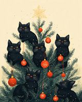 Festliche Katzen und der Weihnachtsbaum