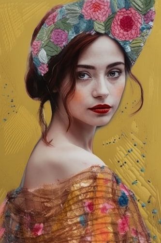 Portrait en collage coloré