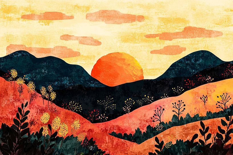 Coucher de soleil coloré dans un paysage par Art & Soul Creations