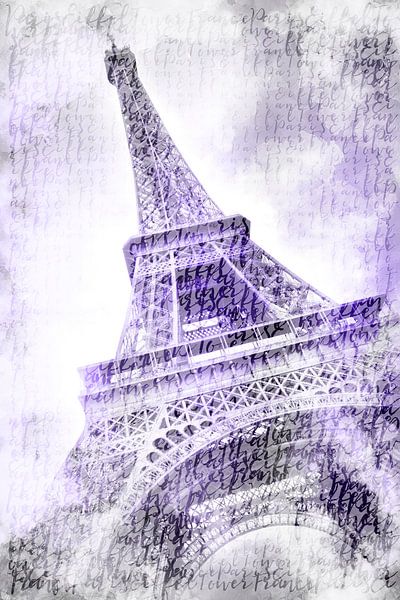 PARIJS eiffeltoren | aquarel paars van Melanie Viola