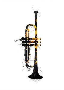 Trompete Musikinstrument schwarz und gold Kunst #Trompete