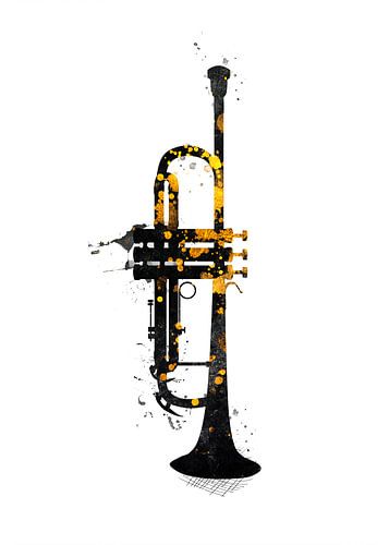 Trompet muziekinstrument zwart en goud kunst #trompet