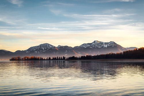 Chiemsee view of the mountains by Munich Art Prints