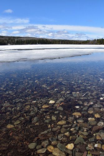 Ijskappen op het meer in de lente