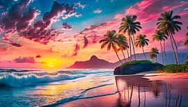 Zonsondergang op het strand