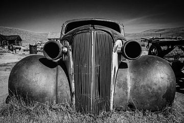 Voiture ancienne à Bodie noir et blanc sur Dieter Walther