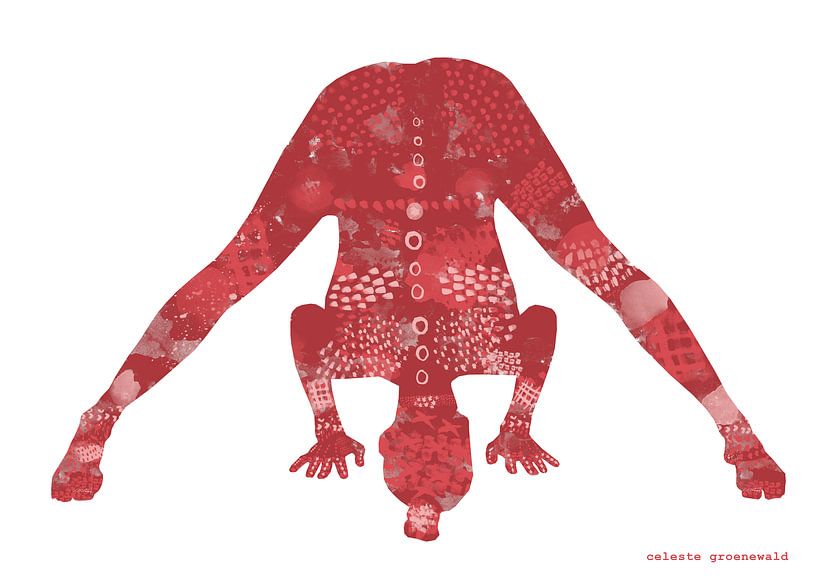 Prasarita Padottanasana en rouge par Celeste Groenewald