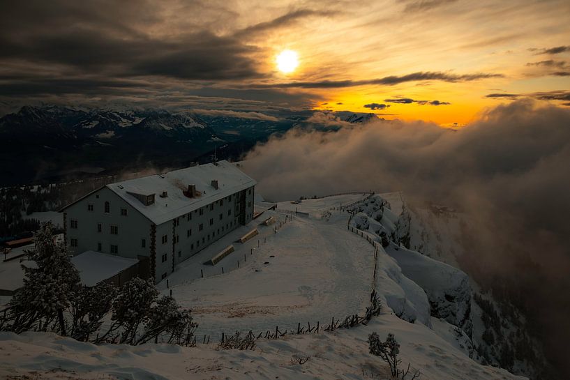 Zonsondergang op Rigi Kulm - Schwyz - Zwitserland van Felina Photography