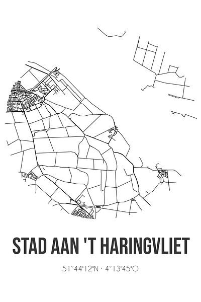 Stad aan 't Haringvliet (South-Holland) | Map | Black and White by Prints of Place