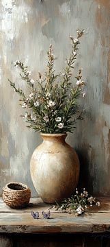 Modern Bloemen Schilderij | Chronicles of Silent Blossoms van Kunst Kriebels