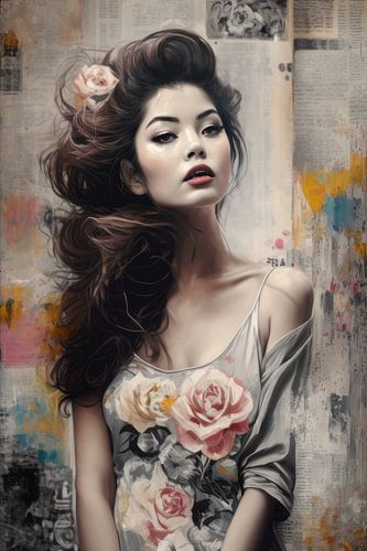 Pop-Art-Porträt kombiniert mit Collage