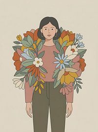 Minimalist Woman with Floral Illustration