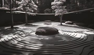 zen garden b&w von Virgil Quinn - Decorative Arts