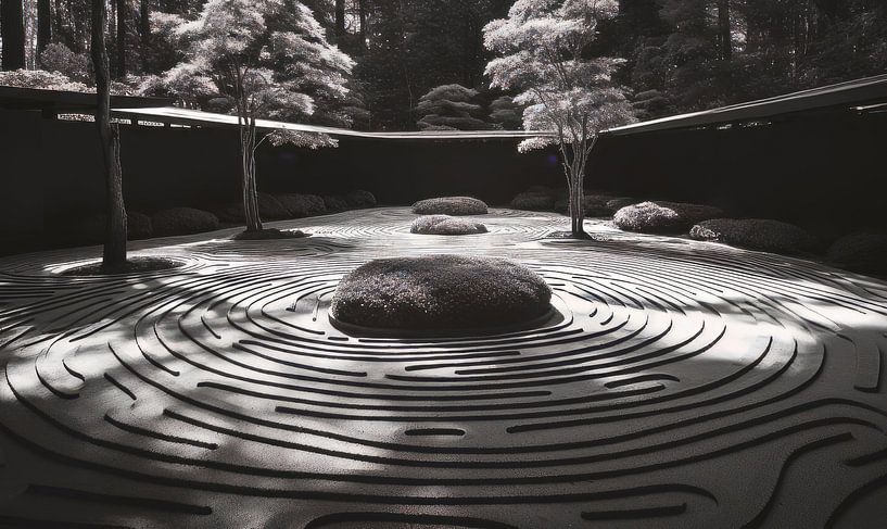 zen tuin b&amp;w van Virgil Quinn - Decorative Arts