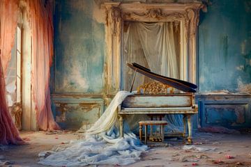 Verlaten plekken, piano in verlaten kasteel van BowiScapes