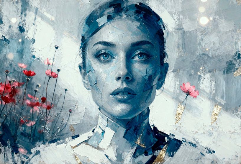 Skizze-abstrat-bl von JP Wall Art