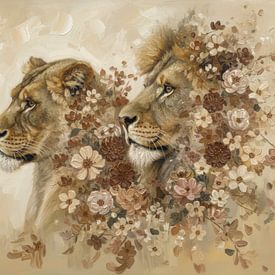 Leeuw & Leeuwin in Bloemenexplosie van By Marjolein Design