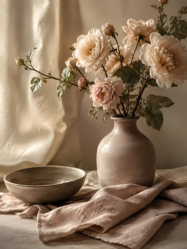 Vase und Leuchtkörper aus Leinen