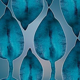 Mystic Teal Bloom Aqua 959 - Impression abstraite à l'aquarelle en teal transformé sur Saskia Mensink PRINTS
