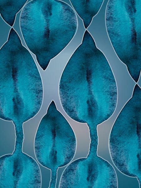 Mystic Teal Bloom Aqua 959 - Abstrakter Aquarelldruck in Transformative Teal von Saskia Mensink PRINTS