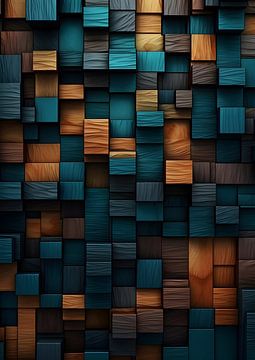 Abstract patroon van houten blokken van Jan Bechtum