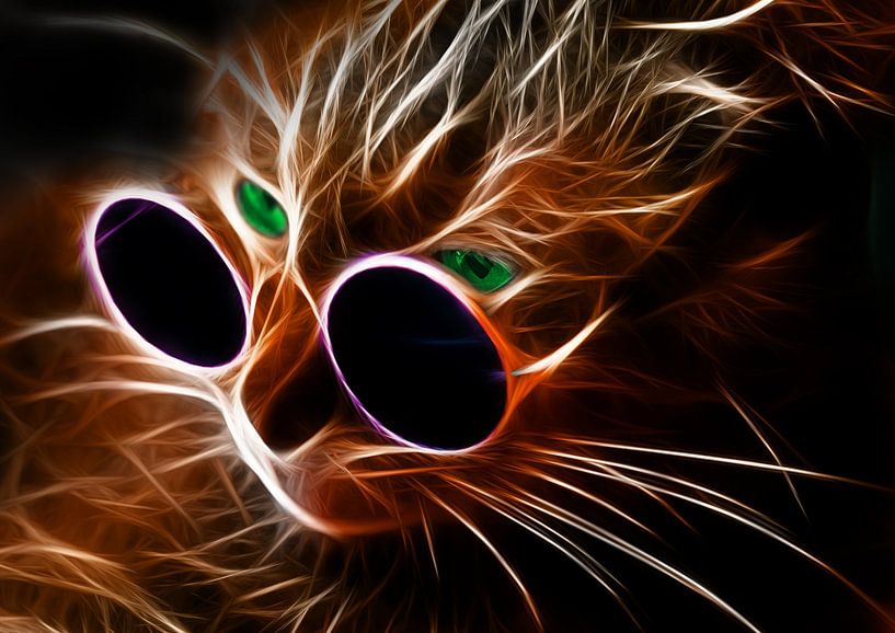 Katze in 3D-Streifen und Linien von Bert Hooijer