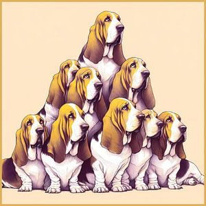 Pyramide de chiens bassets hound