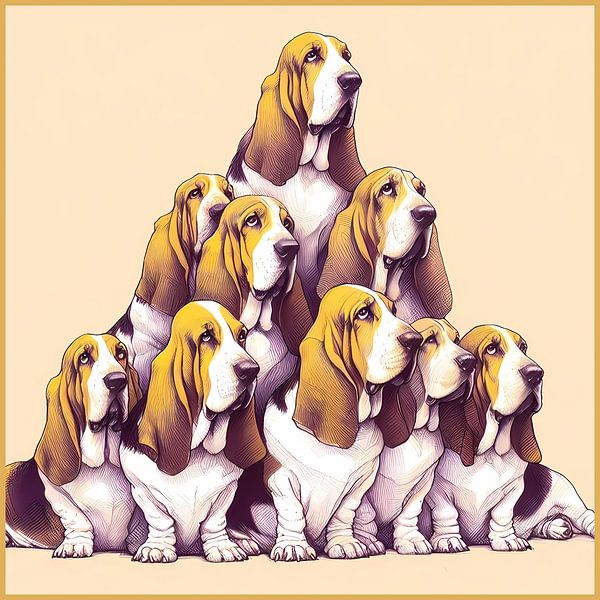 Pyramide de chiens bassets hound par Hey Art!