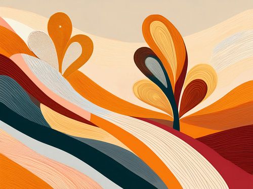 Modern Abstract: Glooiende heuvels in warme aardetinten van STUDIO ARTSY