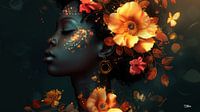 african woman with flowers by Gelissen Artworks thumbnail