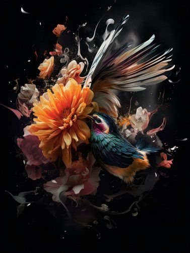 A Bird in a Colourful Explosion